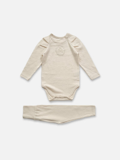 Gender Neutral baby bunny bodysuit set │ Cream