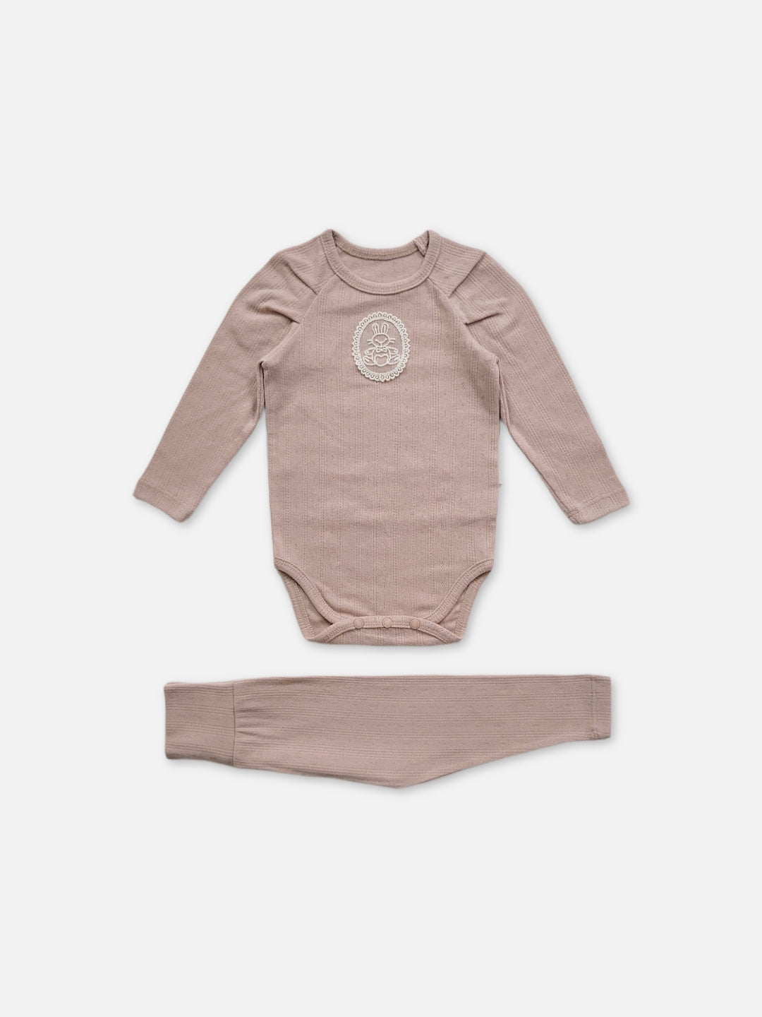 General Neutral baby bunny bodysuit set │ Pale Pink