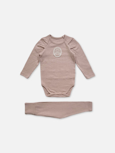 General Neutral baby bunny bodysuit set │ Pale Pink