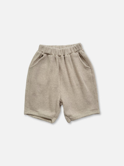 Gender Neutral Baby | Billie Waffle Shorts | Oatmeal waffle