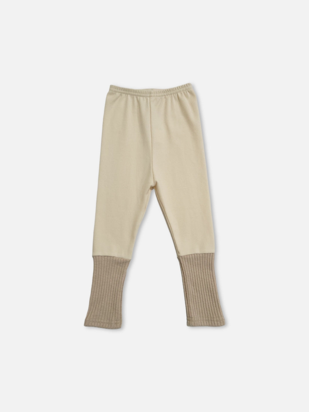 Ribbed Two Tone Leggings  |  Beige on cream