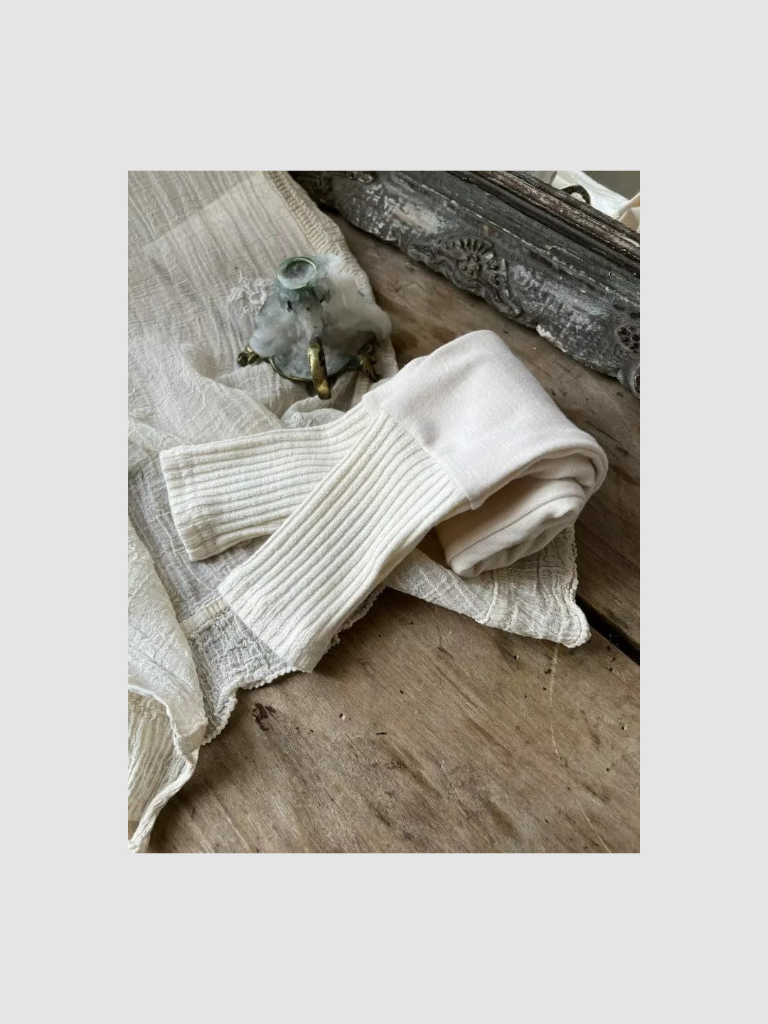 Ribbed Two Tone Leggings  |  Cream on cream