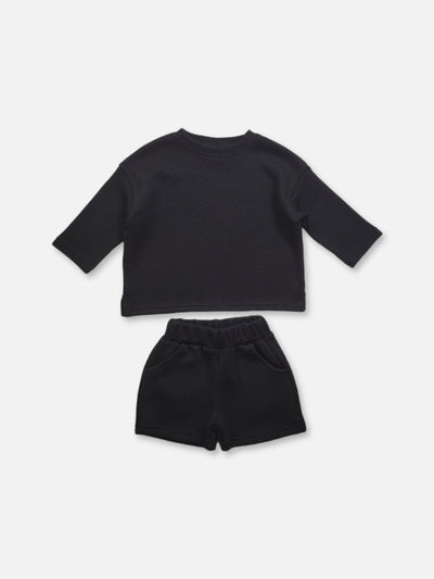 black sleeve shortie set