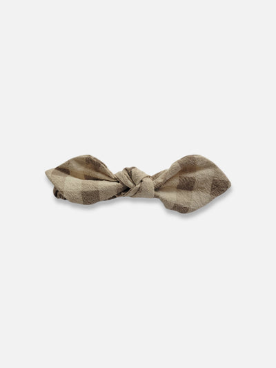Bowtie Headband | Checker on beige