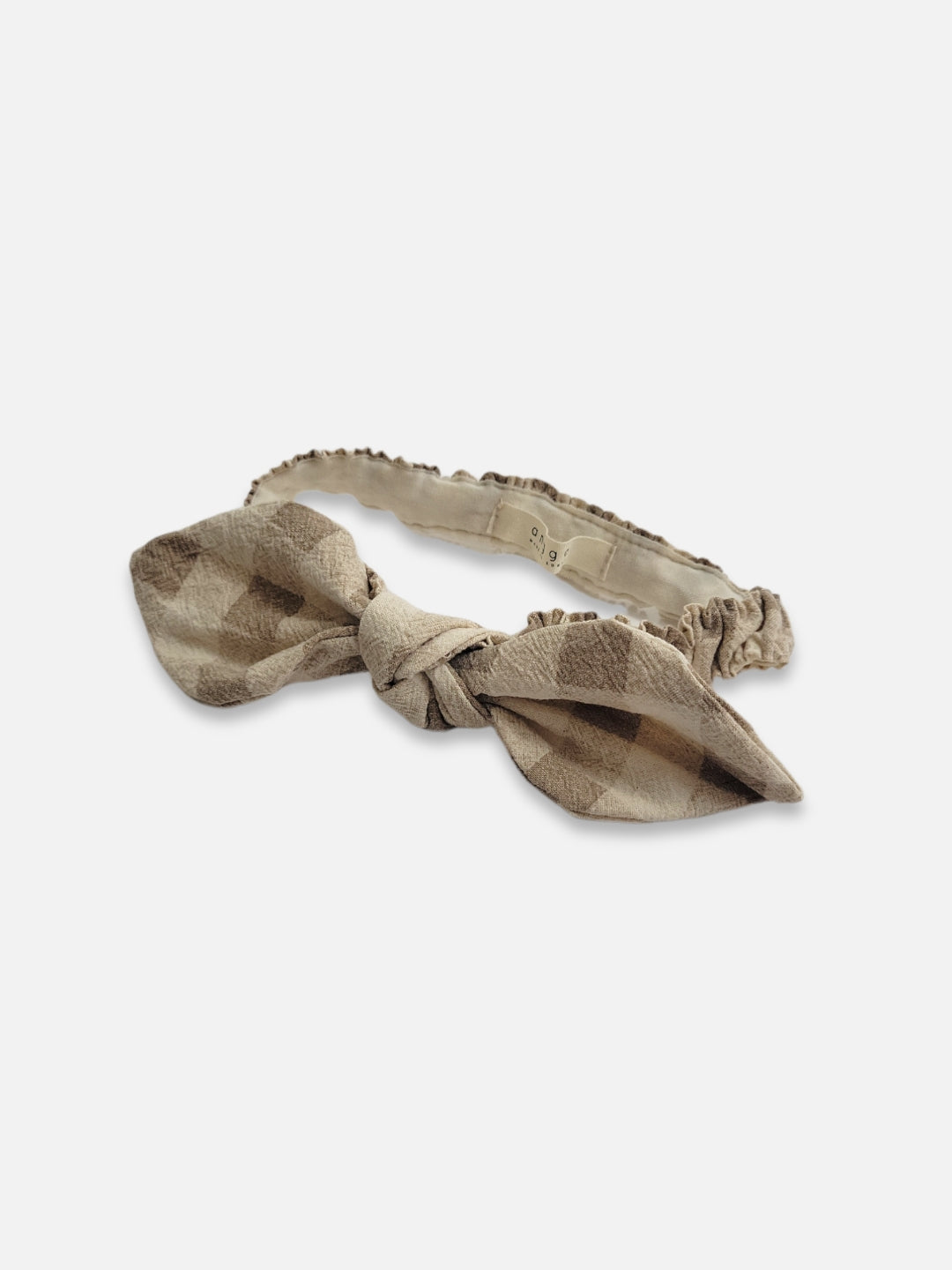Bowtie Headband | Checker on beige
