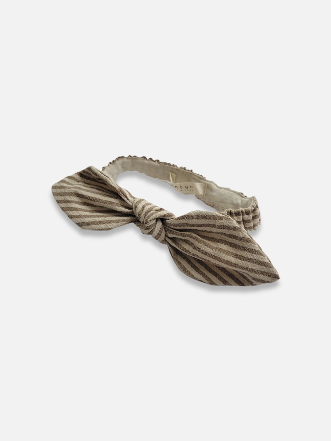 Bowtie Headband | Stripe on Mocha