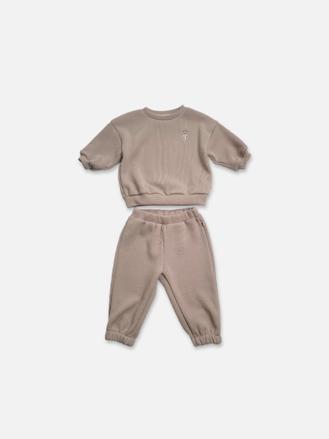Ribbed baby sweatsuit set  |  Beige