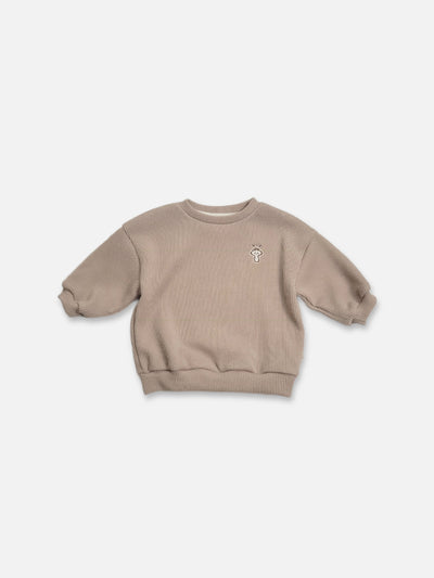 Ribbed baby sweatsuit set  |  Beige