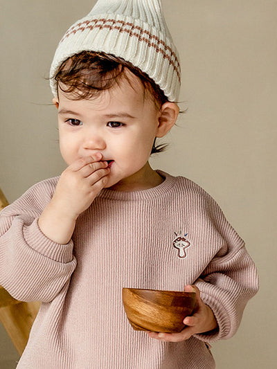 Ribbed baby sweatsuit set  |  Beige