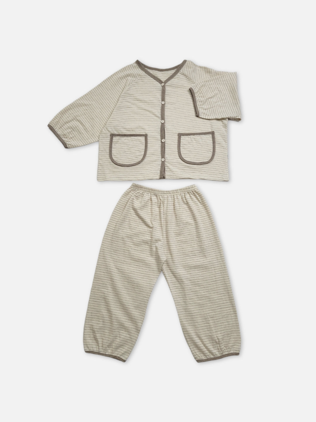 Piping Easywear Set | Stripe on beige