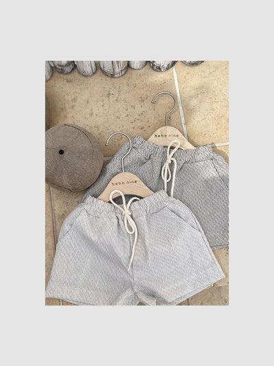 Pinstripe Summer Shorts | Pale blue stripe