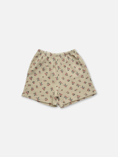 Fleur Waffle Shorts | Flower on beige