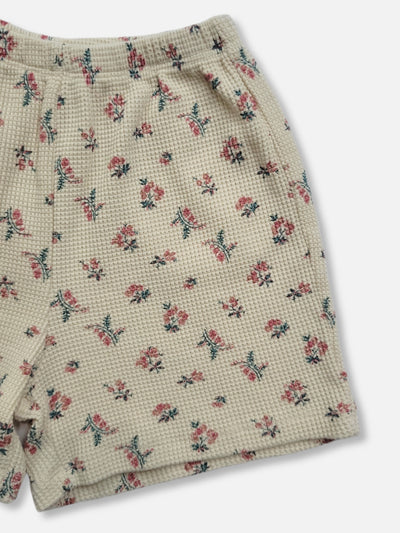 Fleur Waffle Shorts | Flower on beige