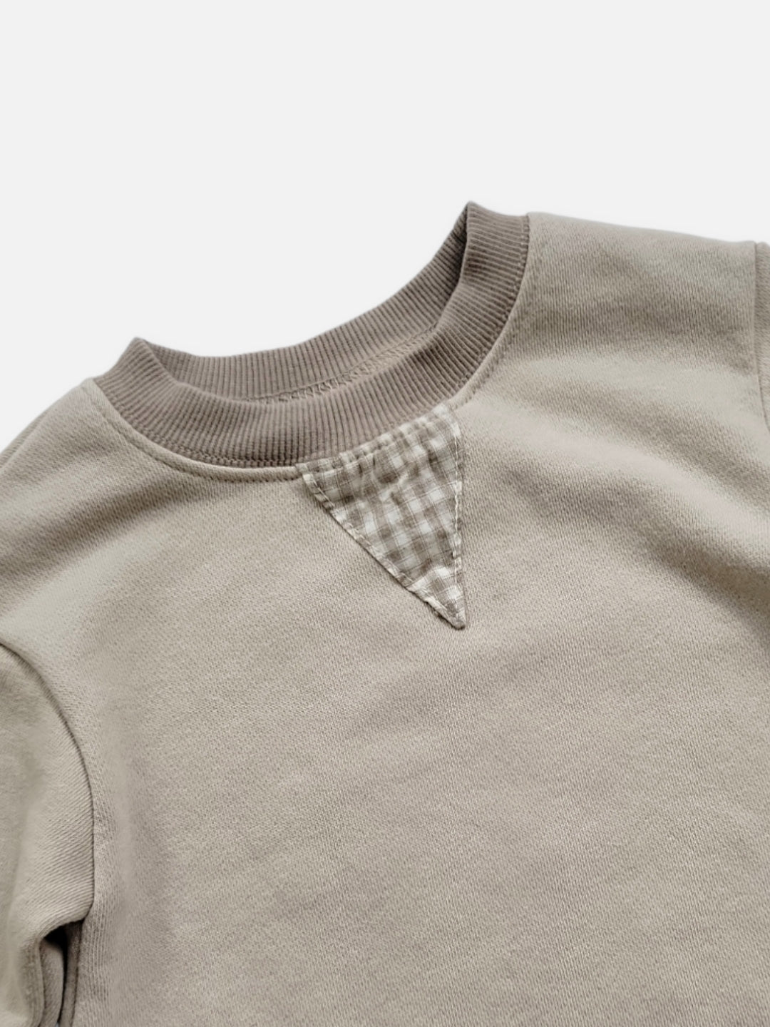Gingham patch onesie | Beige