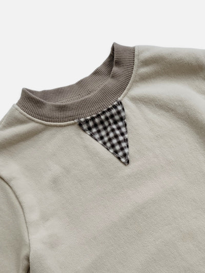 Gingham patch onesie | Oatmeal