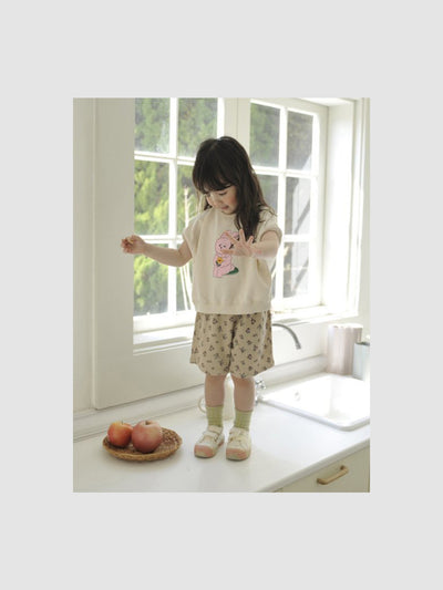 Fleur Waffle Shorts | Flower on beige