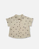 Gender Neutral Kids Oatmeal Aloha Shirt | Flower on cream