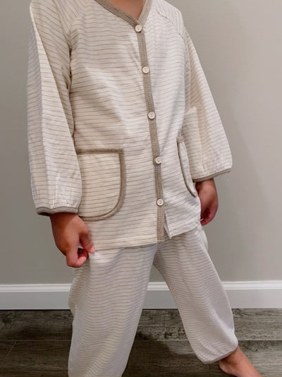 Piping Easywear Set | Stripe on beige